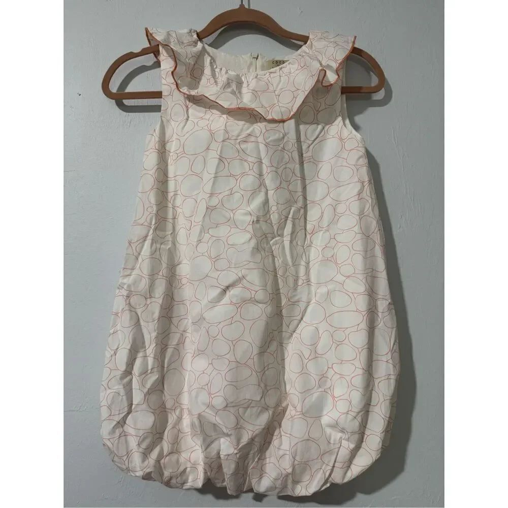 Coco Au lait NWT white Geometric patterned balloon skirt dress 10A